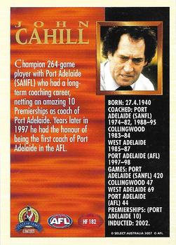 2007 Select AFL Supreme - Hall of Fame Series 3 #HF182 John Cahill Back